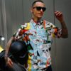 Men shirt with comics pattern